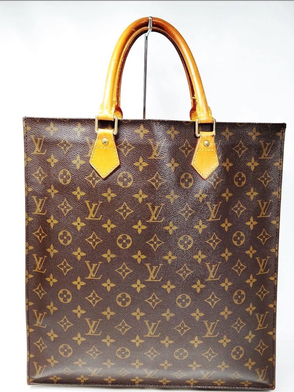 Louis Vuitton Monogram Canvas Vertical Tote with Honey Leather Handles